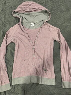 DC Heather Pink Hooded Button-Front Pullover